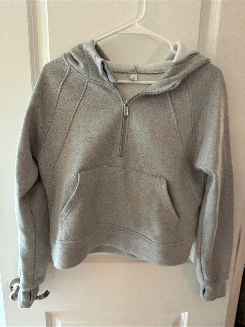 Women’s Light Gray Half-Zip Hoodie Sweater